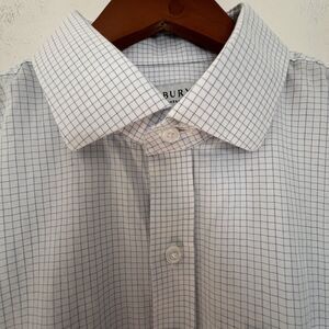 Ledbury Mens Dress Shirt  L 16 Tailored Fit Regular Blue Check Button Up Cotton